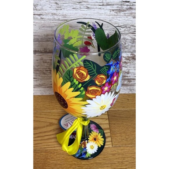 Lolita Love My Wine WILDFLOWERS Wine Glass Tag Original Box - Picture 7 of 9